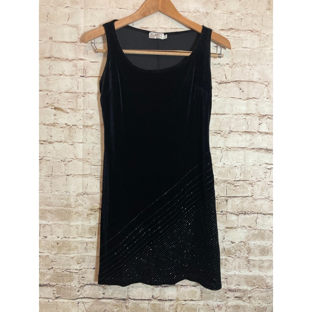 CDC Petites Velvet Dress Womens 2 Black Glitter Sparkle Grunge Whimsigoth Y2K